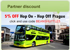 Prague hop-on hop-off tour discount coupon: BEANSHUTTLE5